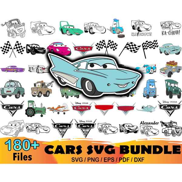 180 Cars Svg Bundle, Disney Svg, Pixar Svg, Cars Cartoon, Ca - Inspire ...