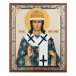 Venerable Niketas of the Kiev Caves, Bishop of Novgorod | Silver and gold foiled lithography | Size: 5 1/4"x4 1/2"