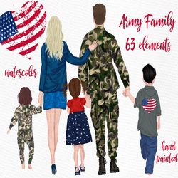 family clipart: "army family clipart" soldier clipart man in uniform homecoming soldier parents and kids solider with ki