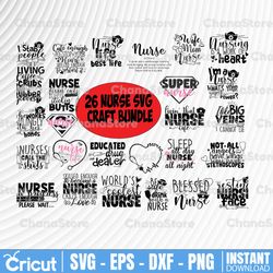 26 nurse svg bundle, nurse quotes svg bundle, nurse life svg, medical svg, nursing svg, stethoscope svg, nurse cut files