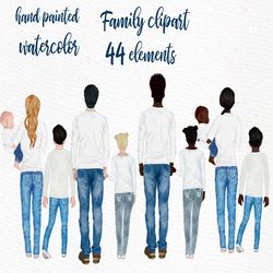 Family clipart: "FAMILY FIGURES CLIPART" Infant baby Dad Mom Children Watercolor people Family People Siblings clipart F