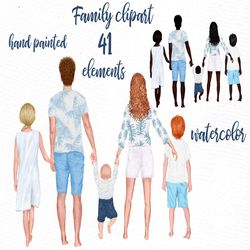 family clipart: "family figures clipart" infant baby dad mom children watercolor people summer clipart mothers day famil
