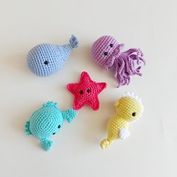 Crochet toys sea animals, jellyfish soft toys, first toy for baby,gift baby shower