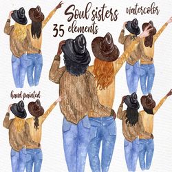 best friends clipart: "soul sisters clipart" bff clipart besties jeans customizable clipart custom besties wedding clipa