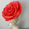 Giant Rose Flower clip Red Fascinator Occasion Hat Woman in red.jpg