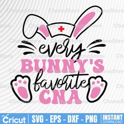every bunny's favorite cna, easter nurse, easter healthcare, bunny's nurse svg png eps jpg files for diy t-shirt