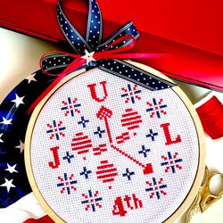 time to celebrate cross stitch pattern pdf by crossstitchingforfun, instant download,  usa independence day cross stitch