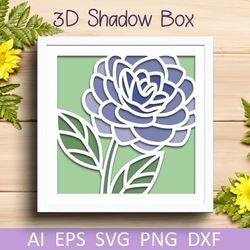 Flower shadow box svg for cricut, 3d layered paper cut wall decor