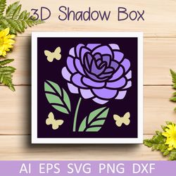 Layered paper cut flowers, 3d Shadow box with flowers svg for cricut