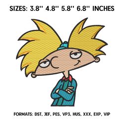 Arnold Embroidery Design, Hey Arnold Anime Embroidery, Machine embroidery pattern. Anime Pes Design