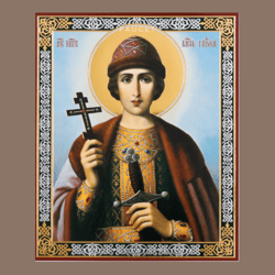Saint Gleb | Gold and Silver foiled lithography print  | Size: 5 1/4"x4 1/2"