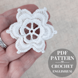 Crochet small flower Pattern crochet flower applique for Irish lace