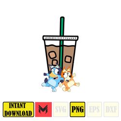 new running on blue dog & iced coffee with matching pocket png (4)