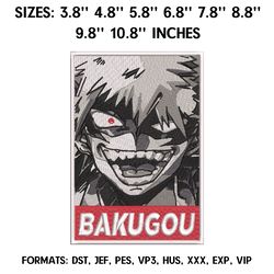 katsuki bakugo embroidery design file, my hero academia anime embroidery design, bakugo machine embroidery pattern.