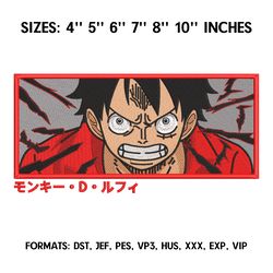 Monkey D Luffy Embroidery Design File, One Piece Anime Embroidery Design, Machine embroidery pattern. Pes Dst format