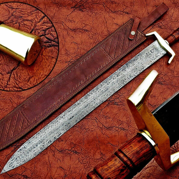 Custom handmade hand forged damascus steel viking sword near me in florida.jpg