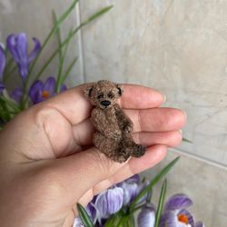 Miniature Teddy bear mini toy ooak bear pet friend for doll Collectible toy dollhouse miniatures handmade small plush