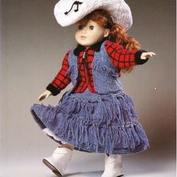 Dolls clothes Vintage knitting pattern -cowgirl knitting pattern for 18 inch doll instant download PDF