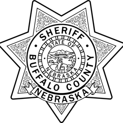 buffalo county nebraska sheriff department badge black white vector outline or line art file for cnc laser cutting, wood