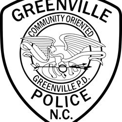 greenville north carolina police department patch black white vector outline or line art file for cnc laser cutting, woo