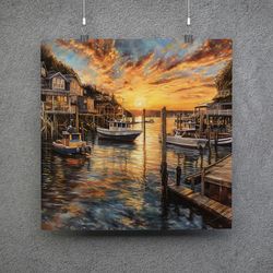 peaceful harbor - download and print, digital painting