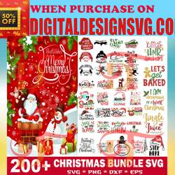 200 christmas svg bundle, winter svg, santa svg, holiday, merry christmas, christmas bundle, funny christmas shirt, cut