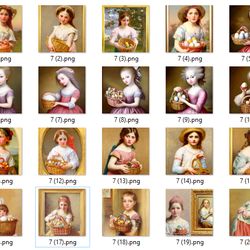 vintage card for scrapbooking girl with a basket of eggs. easter-7