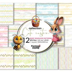 Cute easter basic seamless patterns