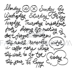 notebook diary handwriting phrases vector illustration set