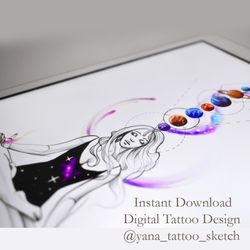 Meditation Tattoo Designs Yoga Tattoo Sketch Parade Of Plane Tattoo Art, Instant download JPG, PDF, PNG