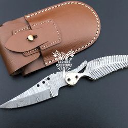 damascus pocket folding knife, custom pocket folding knife, groomsmen gifts, anniversary gifts, damascus steel blade