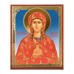 Saint Martha, the sister of Lazarus | Silver and Gold foiled miniature icon |  Size: 2,5" x 3,5" |