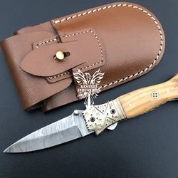 damascus pocket folding knife, custom pocket folding knife, groomsmen gifts, anniversary gifts, damascus steel blade