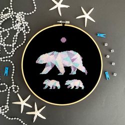 Polar Bear Family Cross Stitch Pattern - Instant Download PDF