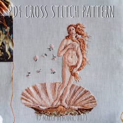 the birth of venus - sandro botticelli - pdf cross stitch pattern
