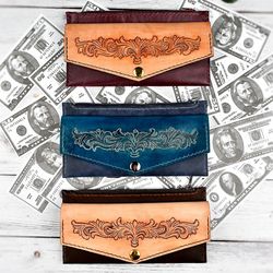 Womens wallet clutch, leather pouch