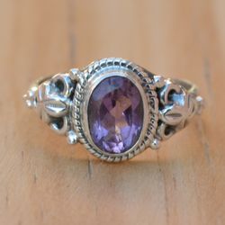 Amethyst Handmade Jewelry Ring Gift For Her, Oval Purple Gemstone & 925 Silver Ring For Women, Mother's Gift For Mom