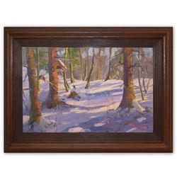Winter painting forest landscape original
