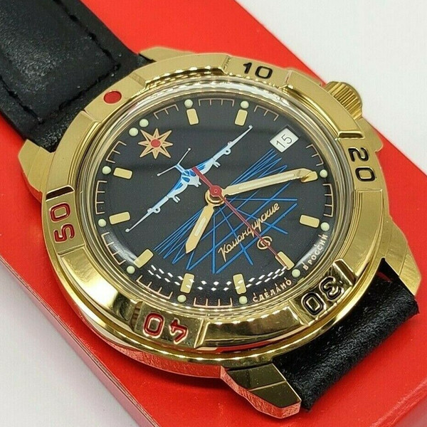 Gold-mechanical-watch-Vostok-Komandirskie-Airplane-Civil-Aviation-439499-2