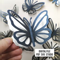 3d butterfly template SVG PDF | Template cut file