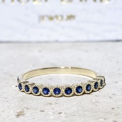 Sapphire Ring - September Birthstone - Stacking Ring - Gold Ring - Dainty Ring - Half Eternity Ring - Delicate Ring