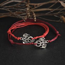 Dragon string anklet Adjustable cord bracelet Cotton cord anklets wristlets Talisman bracelet Dragon lover gift