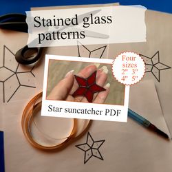Star Suncatcher/ Digital Download/ Stained glass pattern template/ PDF file/ DIY/Printable pattern/4 design options