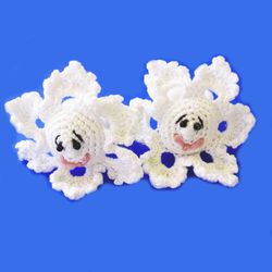 Holiday scrunchies set of 2, snowflake Christmas hair scrunchie, girl ponytail bands whites snowflake hair accessory