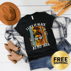 i like it black as my soul skull t-shirt - coffee lover shirt, caffeinated t-shirt, caffeine tee, coffee addict shirt