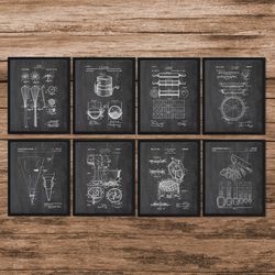 Baking Set Of 8 Patent Prints,Kitchen Wall Art, Poster Cake,Shop Decor, Gift for Chef,Pastry Chef or Baker