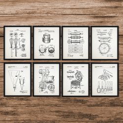 Baking Set Of 8 Patent Prints,Kitchen Wall Art, Poster Cake,Shop Decor, Gift for Chef,Pastry Chef or Baker
