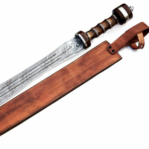Custom handmade hand forged damascus steel roman gladius sword near me in hawaii.jpg