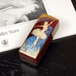 Swan Lake ballerina lacquer box hand painted miniature art