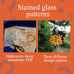 Halloween decor/ Digital Download/ Stained glass pattern template/ PDF file/ DIY/Printable pattern/3 design options